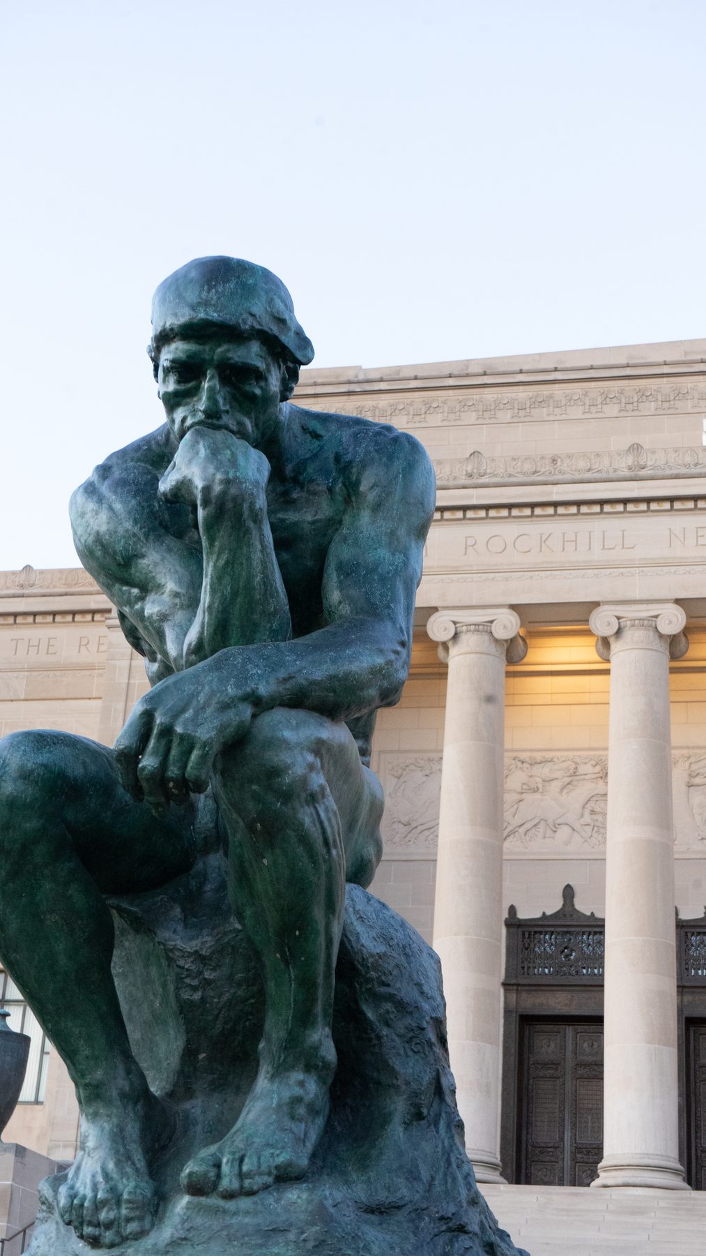 The Thinker sculpture at the Nelson-Atkins Museum